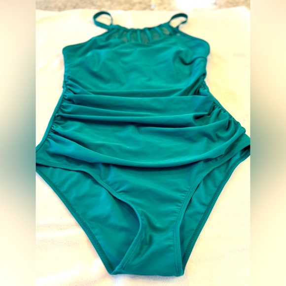 Other - Green One Piece Swimsuit with Ruching